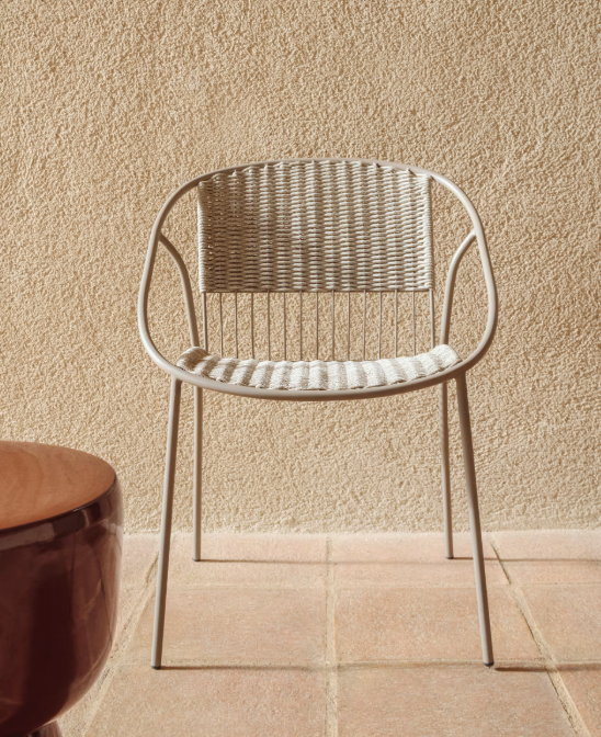 ATRANI chair in galvanized steel and taupe rope