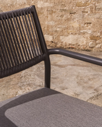 ARGASI Chair in graphite aluminium and dark grey synthetic rope cord