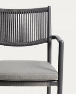 ARGASI Chair in graphite aluminium and dark grey synthetic rope cord