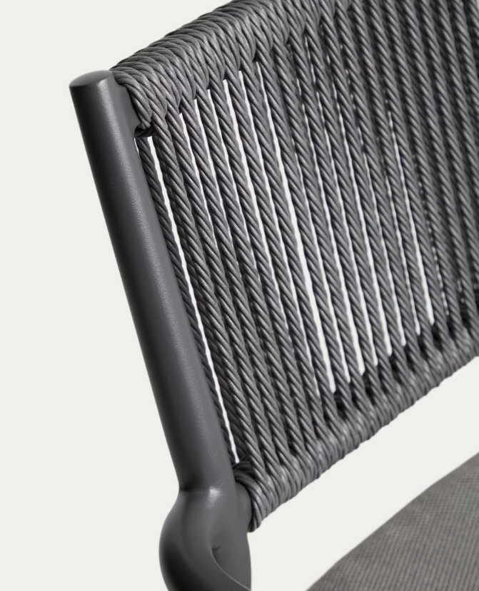 ARGASI Chair in graphite aluminium and dark grey synthetic rope cord