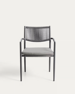 ARGASI Chair in graphite aluminium and dark grey synthetic rope cord