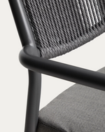 ARGASI Chair in graphite aluminium and dark grey synthetic rope cord