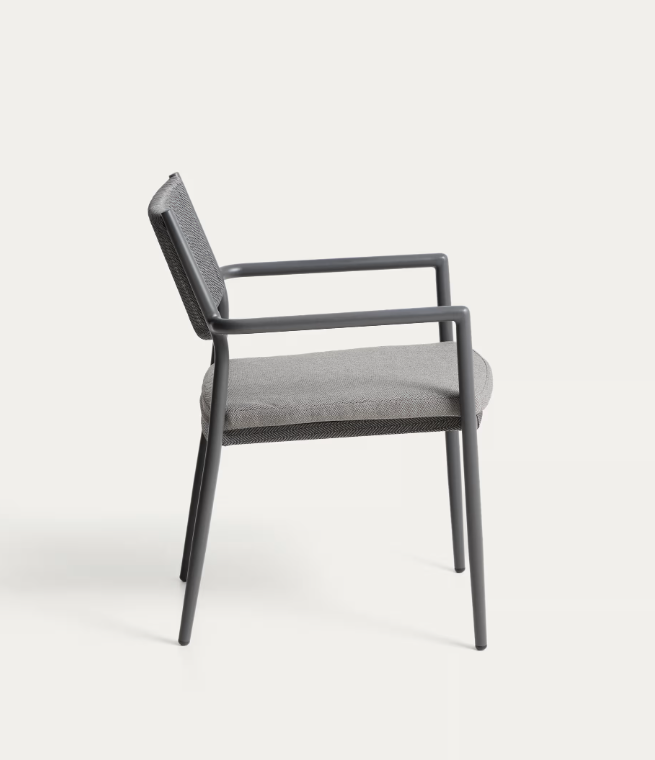 ARGASI Chair in graphite aluminium and dark grey synthetic rope cord