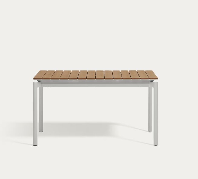 CANYELLES Outdoor extendable table in polywood and aluminium in light grey 140 (200) x 90cm