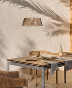 CANYELLES Outdoor extendable table in polywood and aluminium in light grey 140 (200) x 90cm