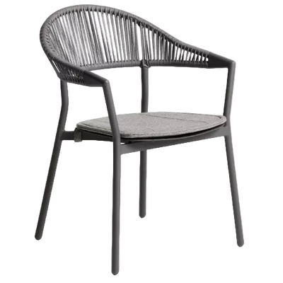 ALIMIA Stackable outdoor chair in ecru aluminium with beige synthetic rope