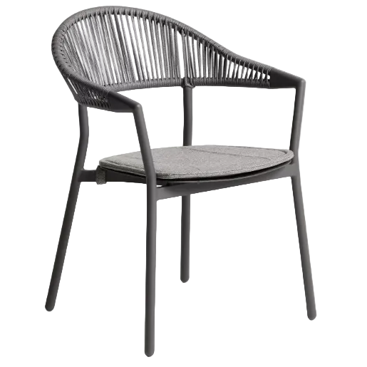 ALIMIA Stackable outdoor chair in ecru aluminium with beige synthetic rope