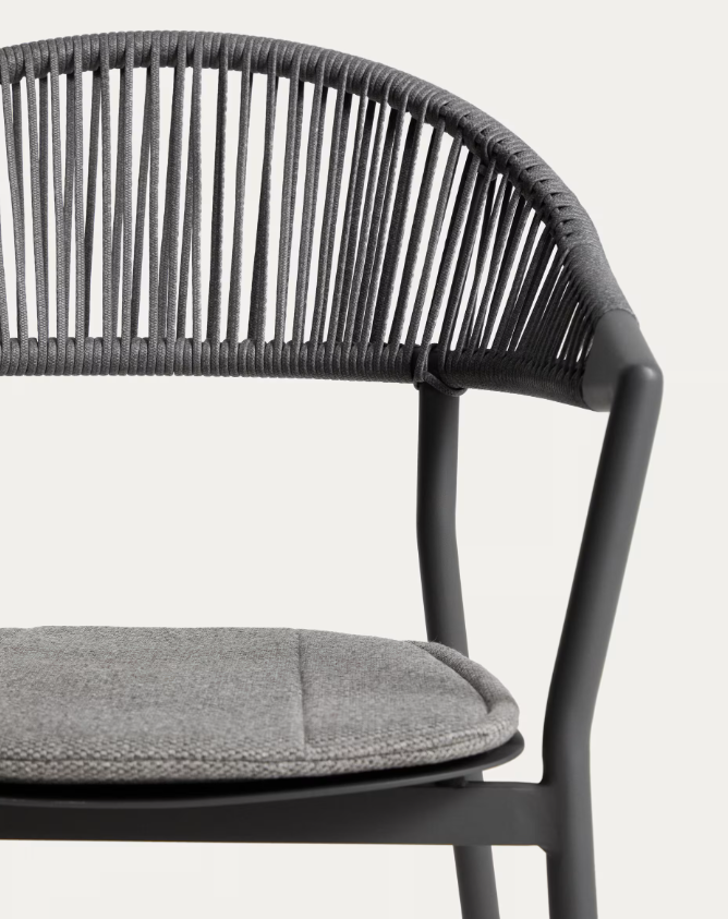 ALIMIA Stackable outdoor chair in ecru aluminium with beige synthetic rope