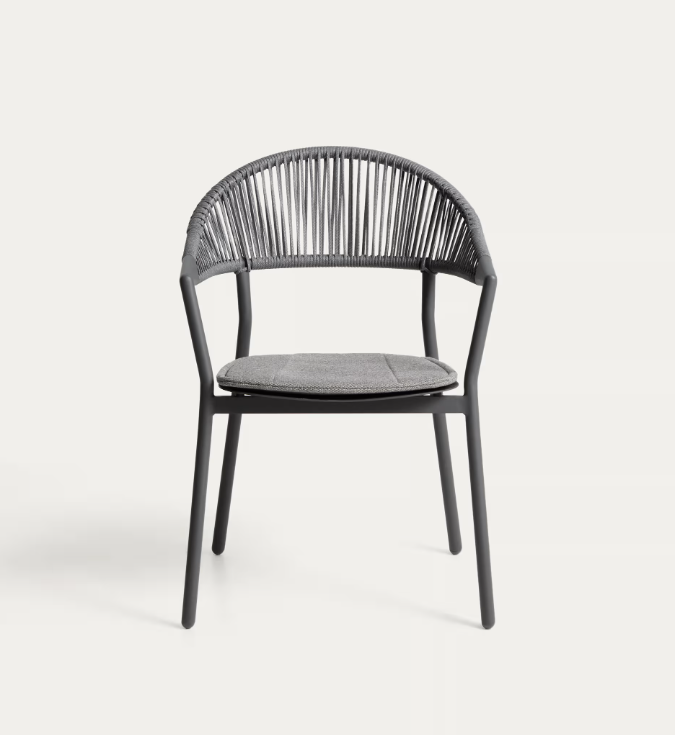 ALIMIA Stackable outdoor chair in ecru aluminium with beige synthetic rope