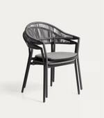 ALIMIA Stackable outdoor chair in ecru aluminium with beige synthetic rope