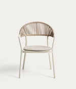 ALIMIA Stackable outdoor chair in ecru aluminium with beige synthetic rope