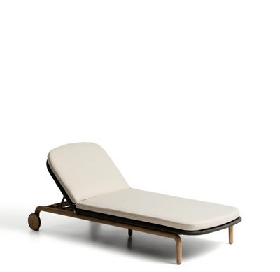 ALIPA sun lounger in FSC 100% solid acacia wood and dark grey rope cord