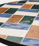 TELLA round table in graphite galvanised steel with multicoloured tiles Ø90 cm