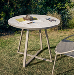 TELLA round table in galvanised steel with beige tiles Ø90cm