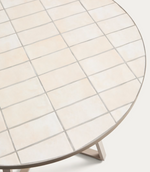 TELLA round table in galvanised steel with beige tiles Ø90cm