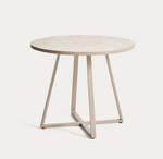 TELLA round table in galvanised steel with beige tiles Ø90cm