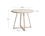 TELLA round table in galvanised steel with beige tiles Ø90cm