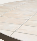 TELLA round table in galvanised steel with beige tiles Ø90cm