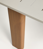 LIVORNO extendable table in ecru aluminium with wood-effect legs 233(350) x 100cm