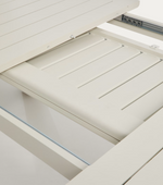 LIVORNO extendable table in ecru aluminium with wood-effect legs 233(350) x 100cm