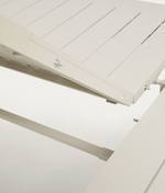 LIVORNO extendable table in ecru aluminium with wood-effect legs 233(350) x 100cm