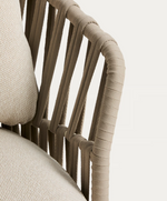 OSANI armchair in ecru aluminium and taupe rope cord