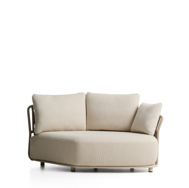 OSANI curved module in ecru aluminium and taupe rope cord 167cm