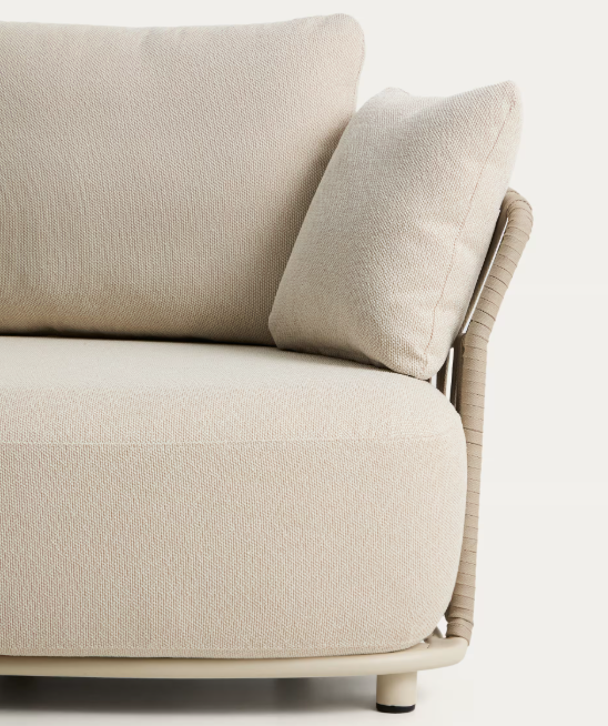 OSANI curved module in ecru aluminium and taupe rope cord 167cm