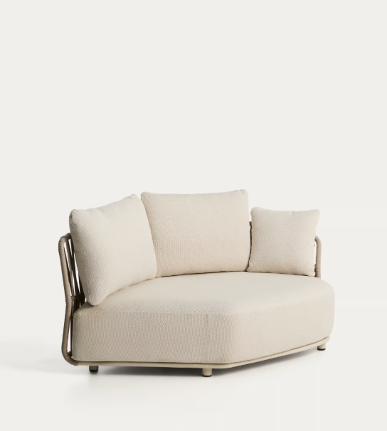 OSANI curved module in ecru aluminium and taupe rope cord 167cm