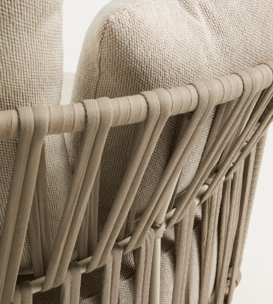 OSANI ecru 2-seater sofa with taupe rope cord 170cm