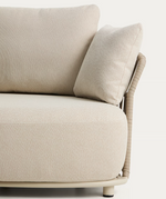 OSANI 2-seater sofa and curved module in ecru aluminium and taupe rope cord 274cm.