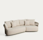 OSANI 2-seater sofa and curved module in ecru aluminium and taupe rope cord 274cm.