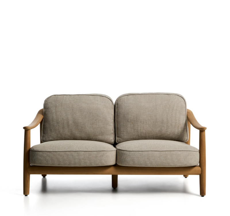 ELUNDA 2-seater outdoor sofa in solid teak wood FSC 100%, 149cm