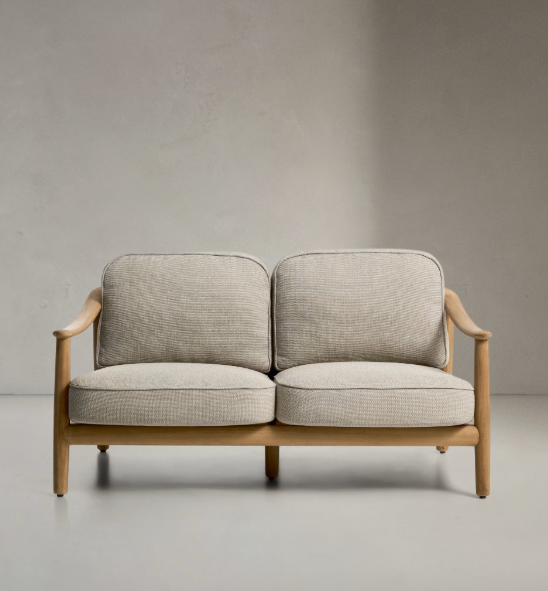 ELUNDA 2-seater outdoor sofa in solid teak wood FSC 100%, 149cm