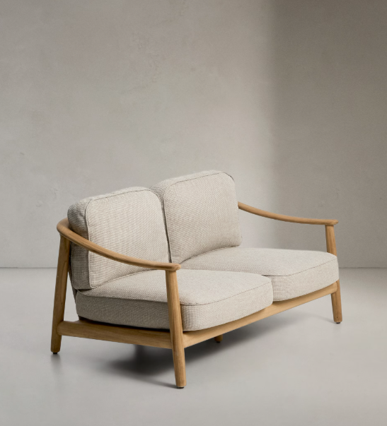 ELUNDA 2-seater outdoor sofa in solid teak wood FSC 100%, 149cm