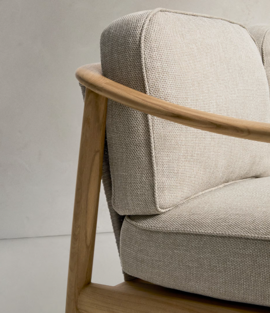 ELUNDA 2-seater outdoor sofa in solid teak wood FSC 100%, 149cm