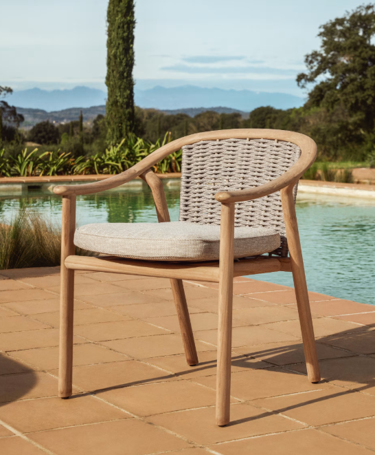 ELUNDA stackable outdoor chair in solid teak wood FSC 100%