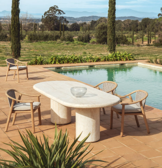 ELUNDA stackable outdoor chair in solid teak wood FSC 100%