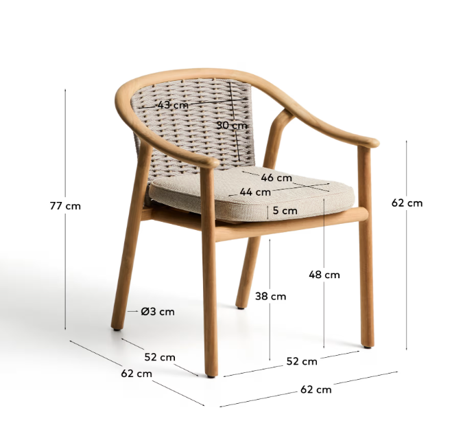 ELUNDA stackable outdoor chair in solid teak wood FSC 100%