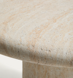 DRASI round concrete table with travertine-effect finish Ø122cm