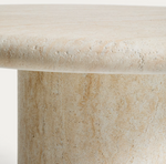 DRASI round concrete table with travertine-effect finish Ø122cm