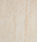 DRASI round concrete table with travertine-effect finish Ø122cm