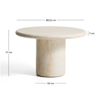 DRASI round concrete table with travertine-effect finish Ø122cm