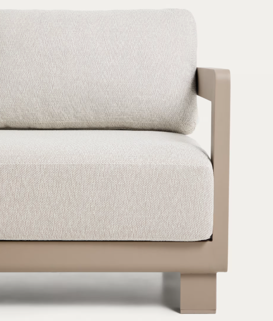 NERANO set with 3-seater sofa and coffee table in taupe aluminium