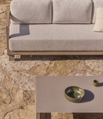 NERANO set with 3-seater sofa and coffee table in taupe aluminium