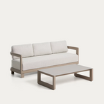 NERANO set with 3-seater sofa and coffee table in taupe aluminium