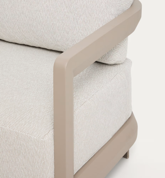 NERANO set with 3-seater sofa and coffee table in taupe aluminium