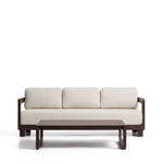 NERANO set with 3-seater sofa and coffee table in brown aluminium