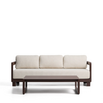 NERANO set with 3-seater sofa and coffee table in brown aluminium