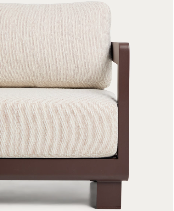 NERANO set with 3-seater sofa and coffee table in brown aluminium